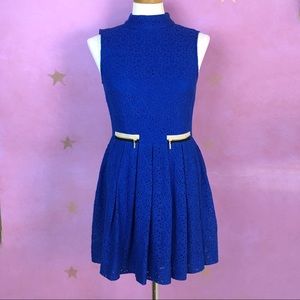 JUICY COUTURE ROYAL BLUE LACE SLEEVELESS DRESS S